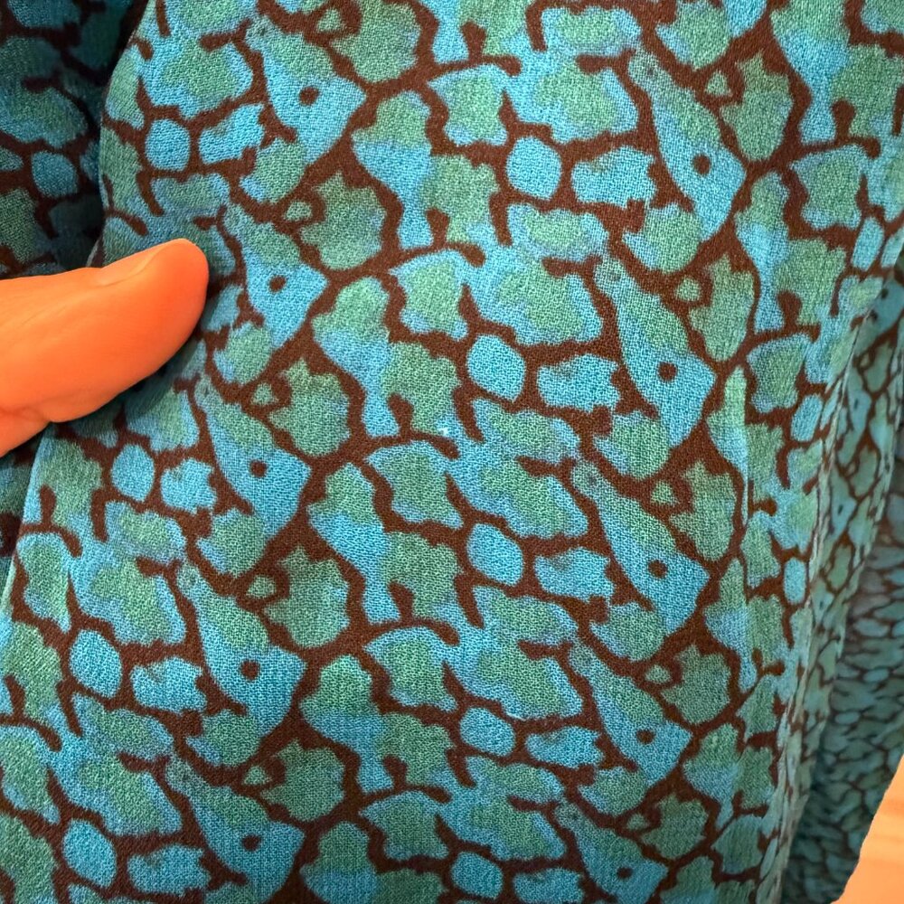 Karina Grimaldi Blue Patterned Cold Shoulder Blou… - image 4